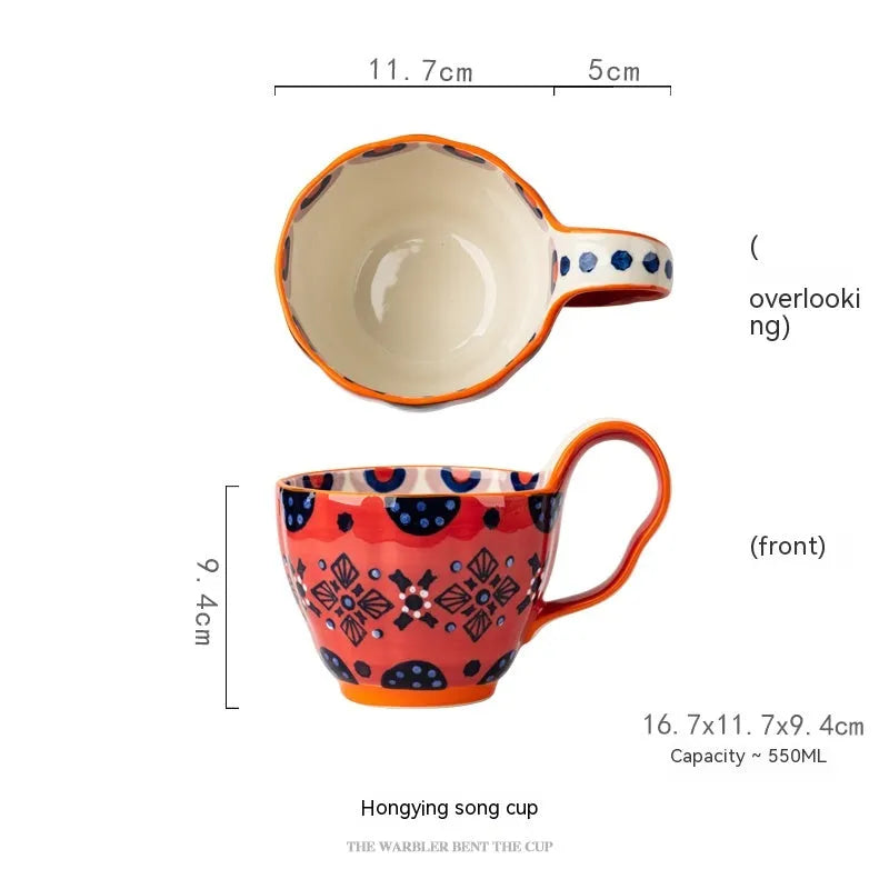 Handmade Large Capacity Painted Irregular Cups - Bellarte Enchanté Handmade Large Capacity Painted Irregular Cups